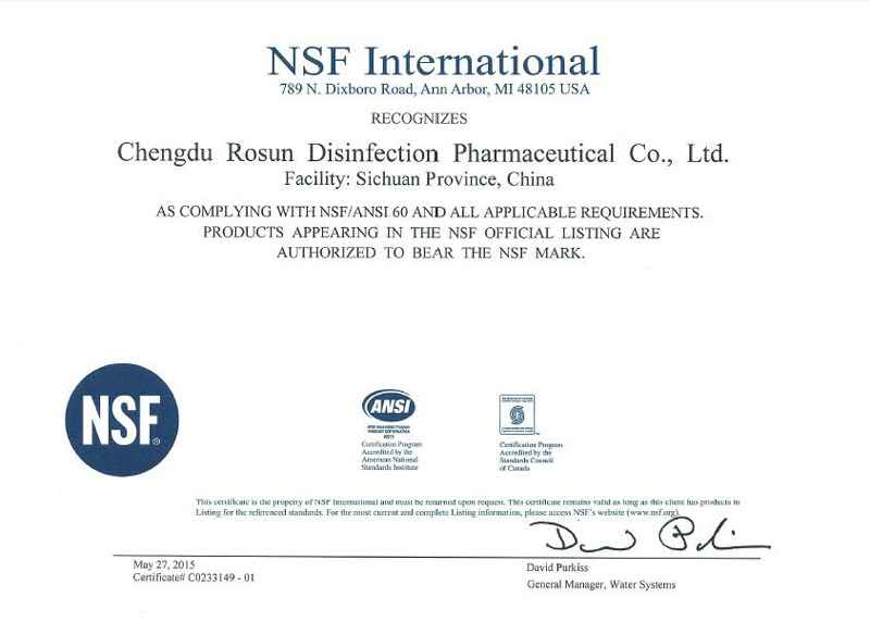 NSF Certificate
